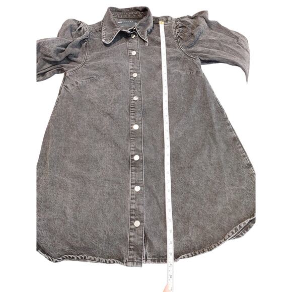 ASOS Design Puff Sleeve Long Sleeve Denim Shirt Dress Mini Button Up US 4 - Picture 5 of 6